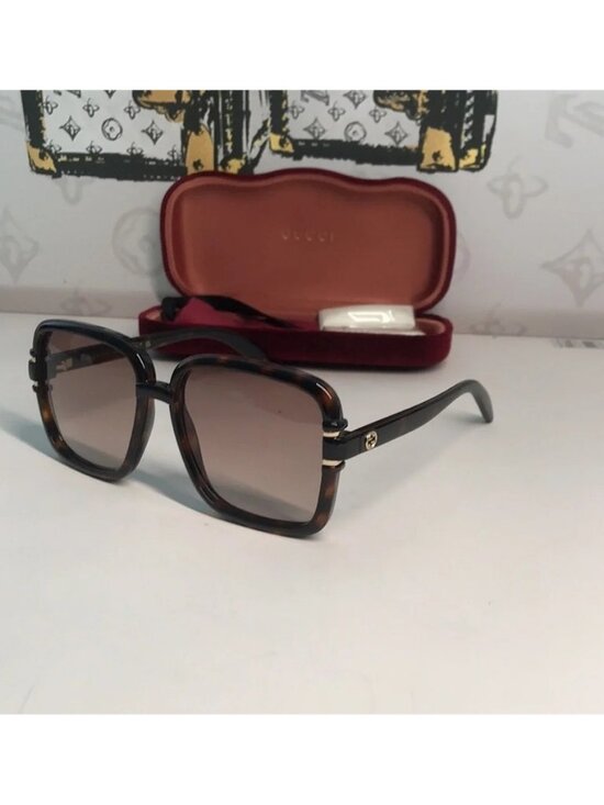 New Authentic Gucci Tortoise Square Sunglasses GG1066S 002 main image 6